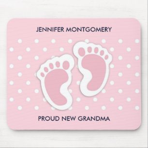 Cute Pink Baby Girl Footprint Muismat