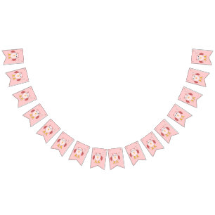 Cute Pink Baby Girl Owl Bunting Flags Vlaggetjes