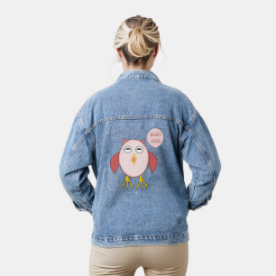 Cute Pink Baby Girl Owl Denim Jacket