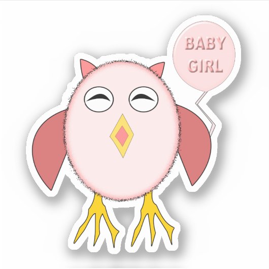 Cute Pink Baby Girl Owl Shaped Sticker (Voorkant)