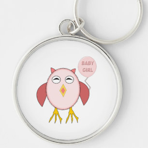 Cute Pink Baby Girl Owl Sleutelhanger