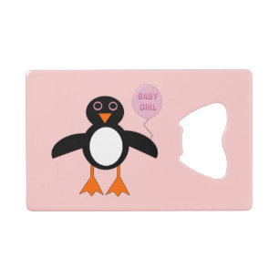 Cute Pink Baby Girl Penguin Aangepaste flesopening Kredietkaart Flessenopener