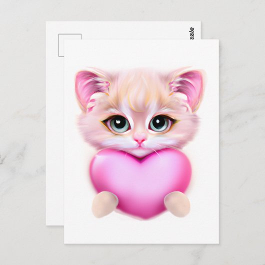 Cute Pink Baby Kitten Briefkaart (Voorkant / Achterkant)