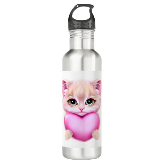 Cute Pink Baby Kitten Waterfles (Voorkant)