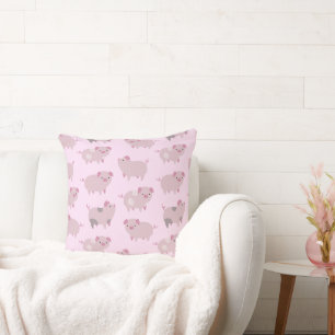 Cute Pink Baby Patroon & Stippen Kussen