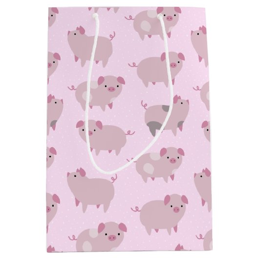 Cute Pink Baby Patroon & Stippen Medium Cadeauzakje (Voorkant)