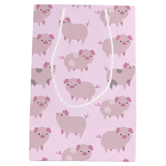 Cute Pink Baby Patroon & Stippen Medium Cadeauzakje (Achterkant)