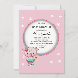 Cute Pink Baby shower Invitation Kaart