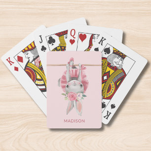 Cute Pink Ballerina Ballet Bunny Persoonlijk Pokerkaarten