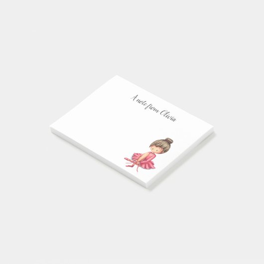 Cute Pink Ballet Dancer Post-it® Notes (Schuin)