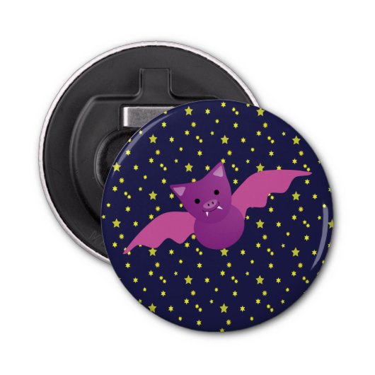 Cute Pink Bat Button Flesopener (Voorkant)