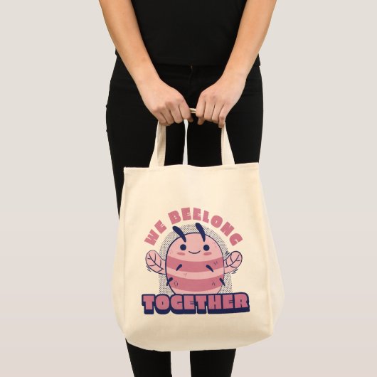 Cute pink bee tote bag design (Devant (produit))