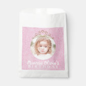 Cute Pink Birthday Simple Photo Prinses Tiara Bedankzakje (Voorkant)