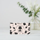 Cute Pink Black Baking Utensils Bakery Visitekaartje (Staand voorkant)