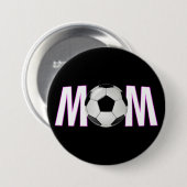 Cute Pink & Black Soccer Mam Button Pin (Voorkant /achterkant)