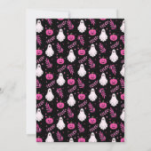 Cute Pink Black White Halloween Party Invitation Kaart (Achterkant)