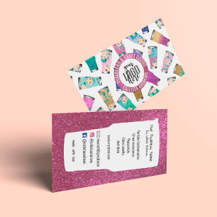 Cute Pink Blauwgroen Floral Glitter Tumbler Crafte Visitekaartje