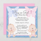 Cute Pink & Blue Butterfly Gender onthullen Invite Kaart (Voorkant / Achterkant)