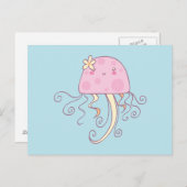 Cute Pink Blue Cartoon Jellyfish Briefkaart (Voorkant / Achterkant)