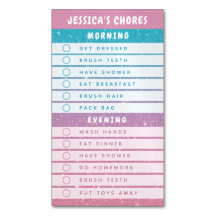 Cute Pink Blue Glitter Kids Daily Chores Magnet