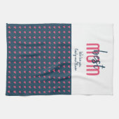 Cute Pink Blue Heart Beste moederdag van de moeder Theedoek (Horizontaal)