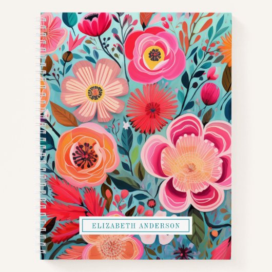 Cute Pink Botanical Stylish Floral Journal (Devant)