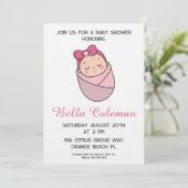 cute pink bow baby shower invitation (Debout devant)