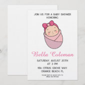 cute pink bow baby shower invitation (Devant / Derrière)