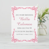 cute pink bow baby shower invitation (Debout devant)