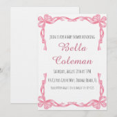 cute pink bow baby shower invitation (Devant / Derrière)