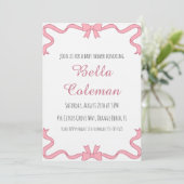 cute pink bow baby shower invitation (Debout devant)