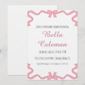 cute pink bow baby shower invitation (Devant / Derrière)