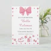 cute pink bow baby shower invitation (Debout devant)