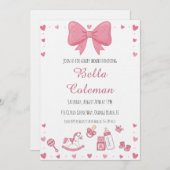 cute pink bow baby shower invitation (Devant / Derrière)