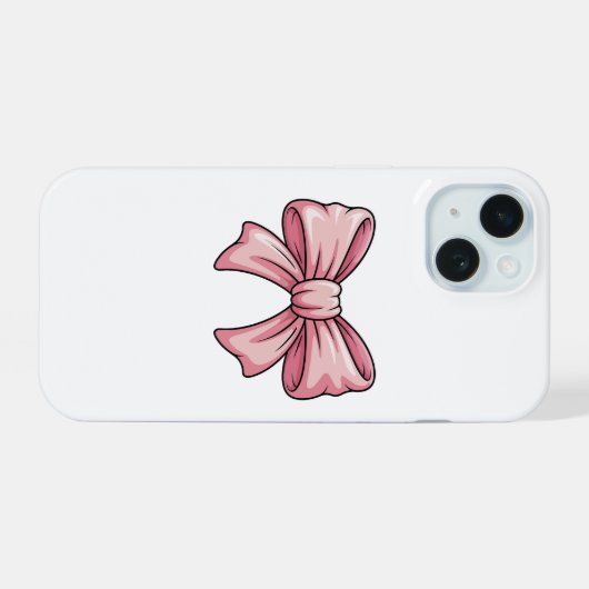 Cute Pink Bow Coquette Aesthetic iPhone Case (Verso Horizontal)