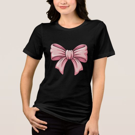Cute Pink Bow Coquette Aesthetic Women's  Tri-Blend Shirt (Voorkant)
