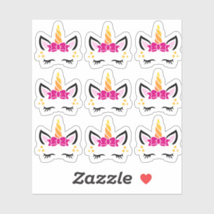 Cute Pink Bow Unicorn Stickers