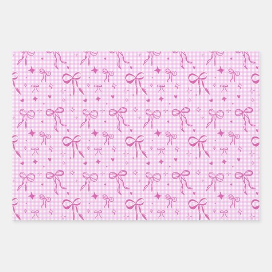 Cute Pink Bow Wrapping Paper (Voorkant)