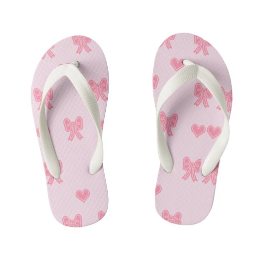  Cute Pink Bows and Hearts Coque Kinder Teenslippers (Voetbed)