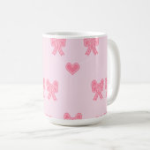 Cute Pink Bows and Hearts Coque Koffiemok (Voorkant rechts)