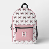 Cute Pink Bows Backpack with Monogram Bedrukte Rugzak (Voorkant)