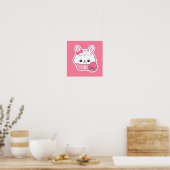 Cute Pink Bunny Cupcake Monogram Poster (Keuken)