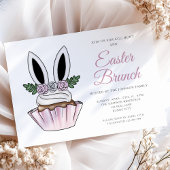 Cute Pink Bunny Ears Easter Brunch Kaart