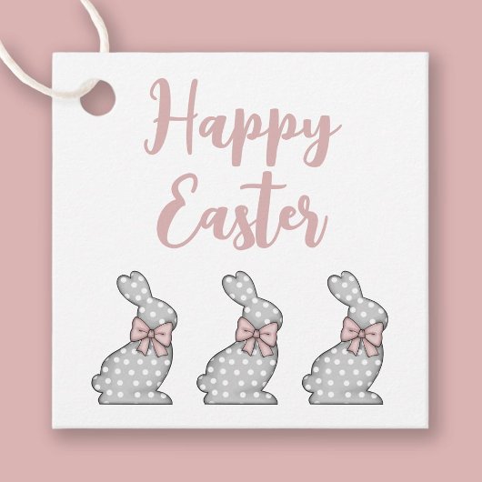 Cute Pink Bunny Happy Pasen Bedankjes Labels