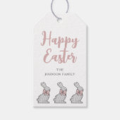 Cute Pink Bunny Happy Pasen Cadeaulabel (Voorkant)