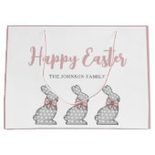 Cute Pink Bunny Happy Pasen Groot Cadeauzakje (Voorkant)