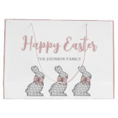 Cute Pink Bunny Happy Pasen Groot Cadeauzakje (Achterkant)