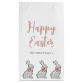 Cute Pink Bunny Happy Pasen Klein Cadeauzakje (Achterkant)