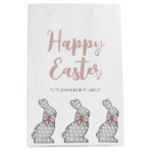 Cute Pink Bunny Happy Pasen Medium Cadeauzakje (Voorkant)
