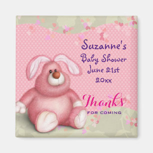 Cute Pink Bunny met Baby shower Hartelijk dank Magneet